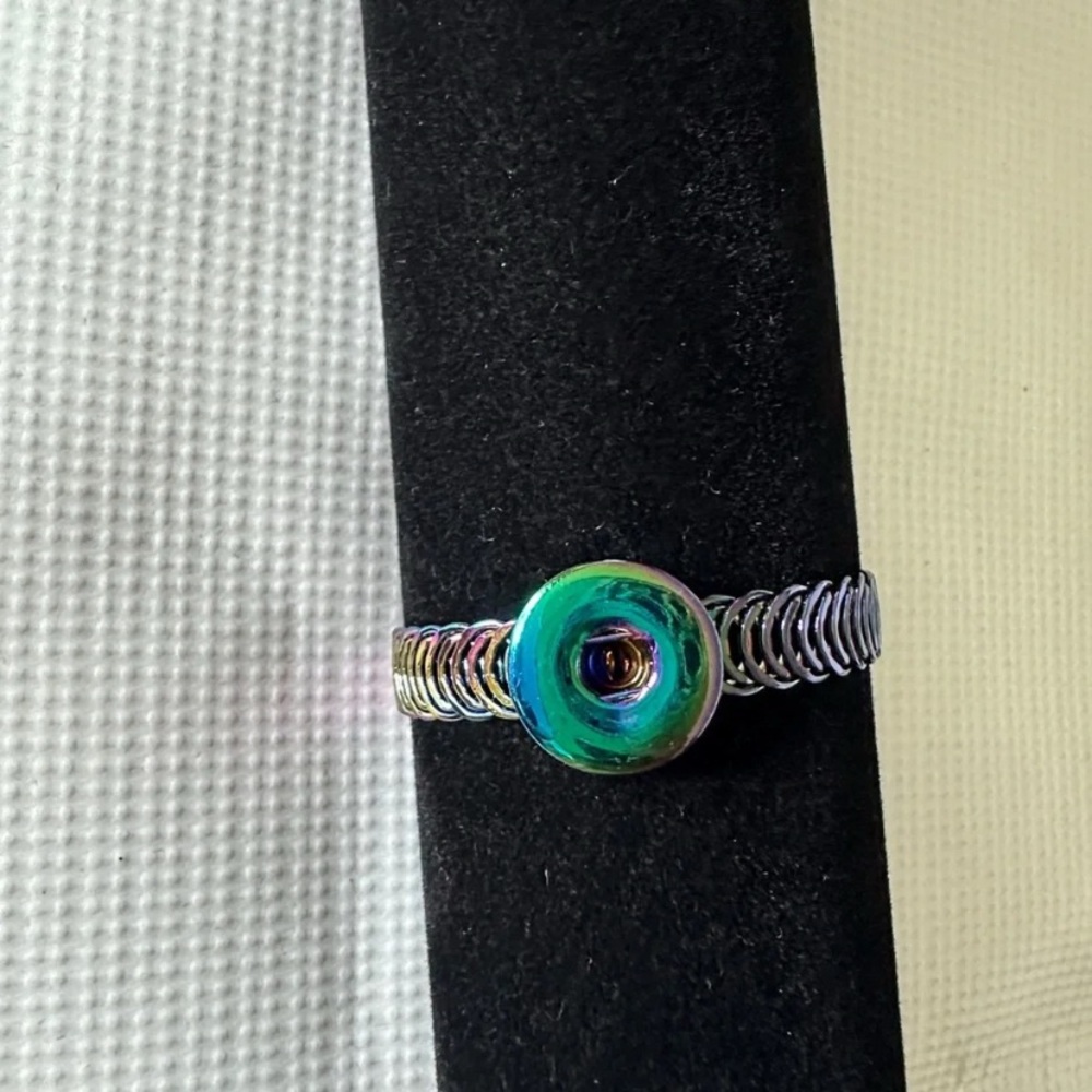 Iridescent Multicolor Coil Snap Bracelet - Women Jewelry